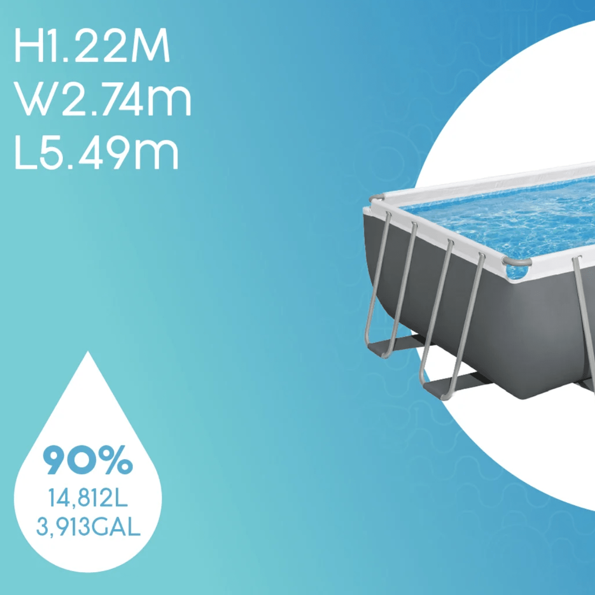 Bestway Steel Pro Max 18 ft x 9 ft x 48 in Rectangular Above Ground Pool Set