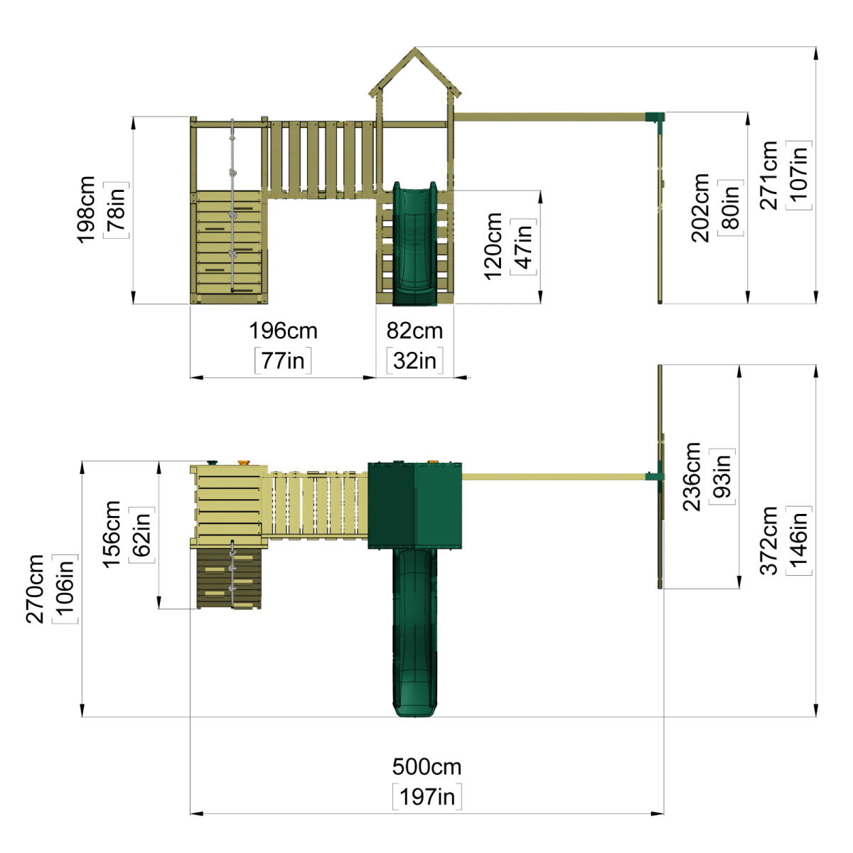ClassicPlay Double Tower Climbing Frame with Double Swing - Rainier