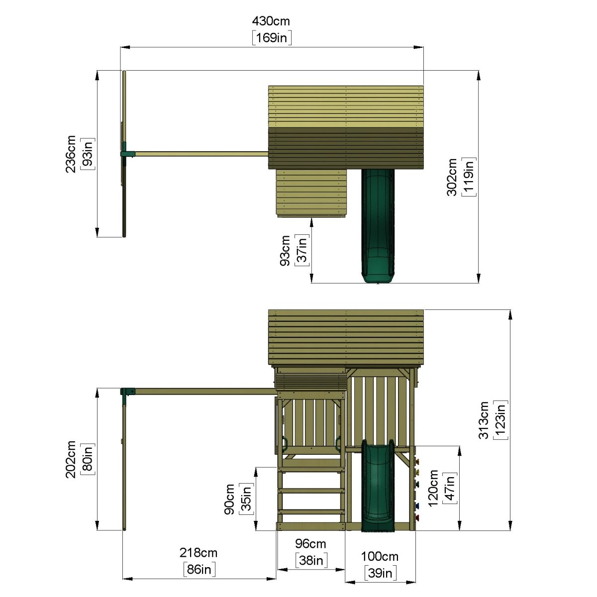 FarmPlay Stable Climbing Frame with Double Swing and Slide