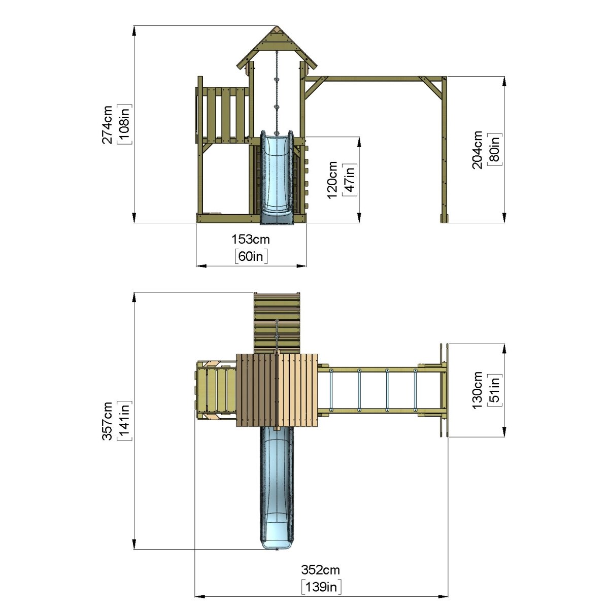 Polarplay Climbing Frame with Extended Tower, Monkey Bars and Slide - Karlskrona