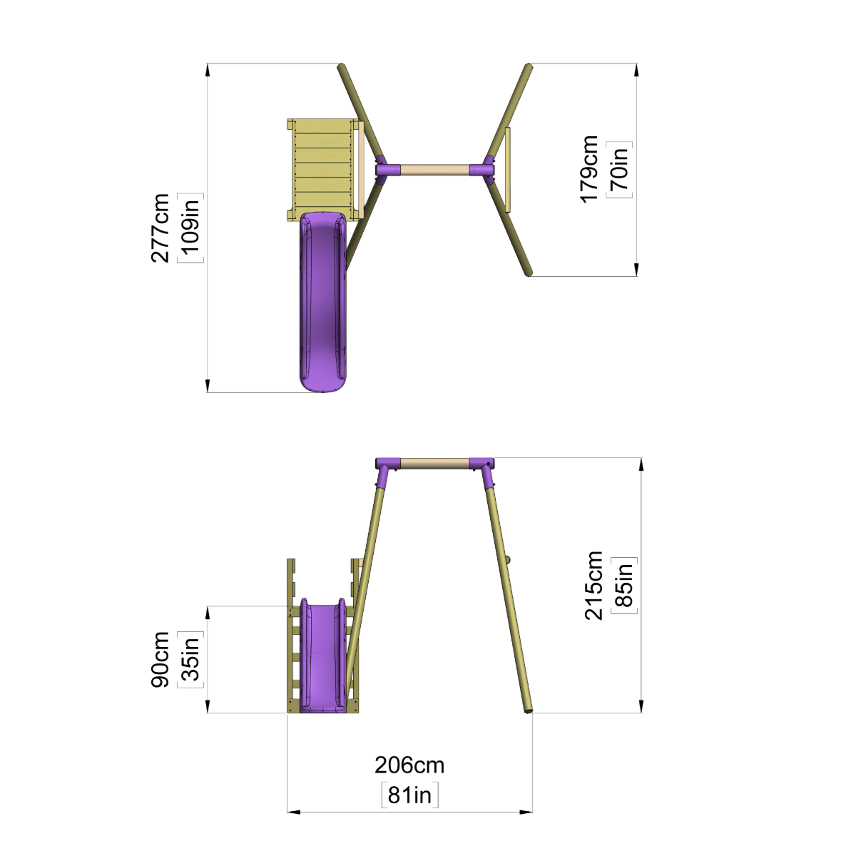 Rebo Single Swing Set with Slide - Solar Purple