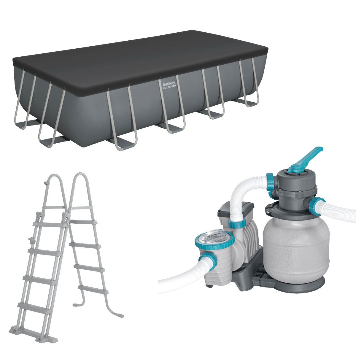 Bestway Steel Pro Max 18 ft x 9 ft x 48 in Rectangular Above Ground Pool Set