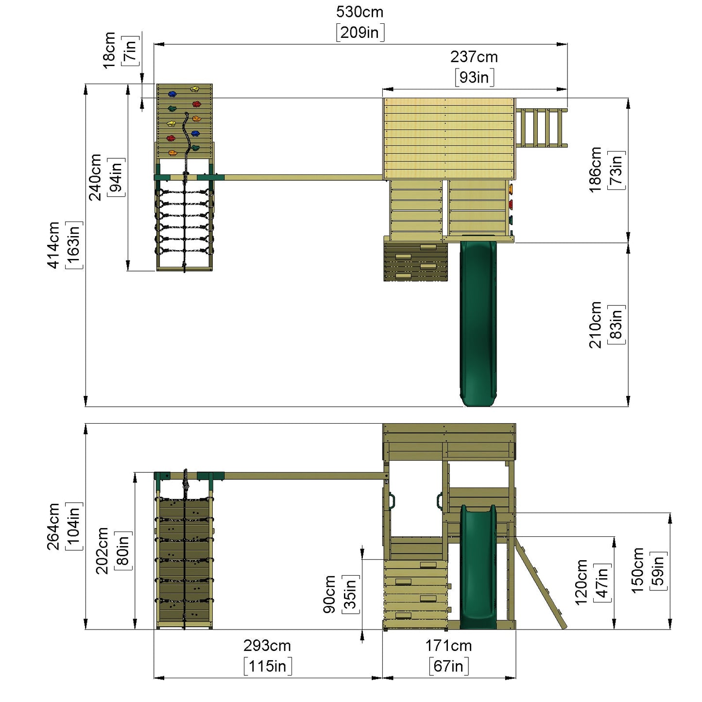 ClassicPlay Sentinel XL Lookout Tower with 3 Decks, Double Swing, Climbing Wall and Slide