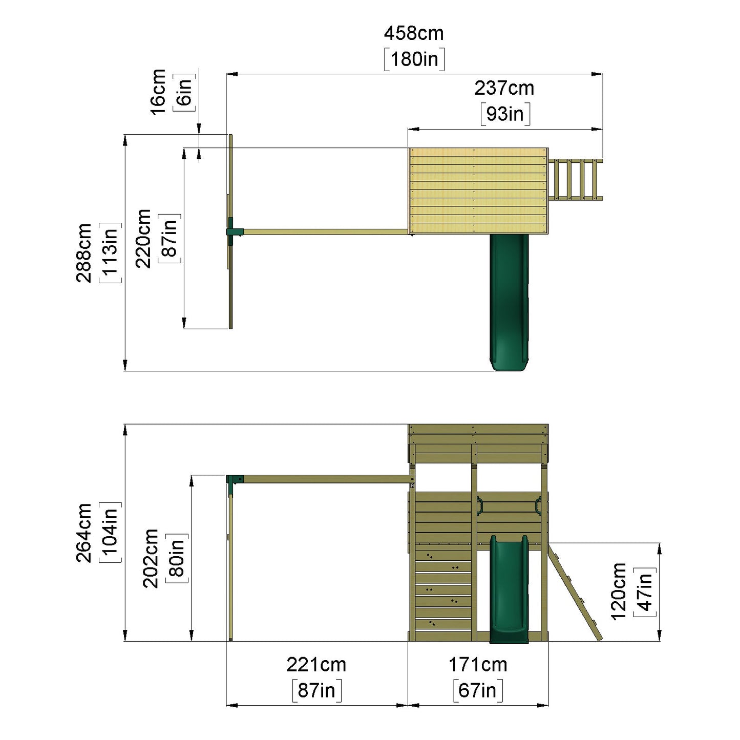 ClassicPlay Outpost XL Lookout Tower with 1.2m Deck, Double Swing and Slide