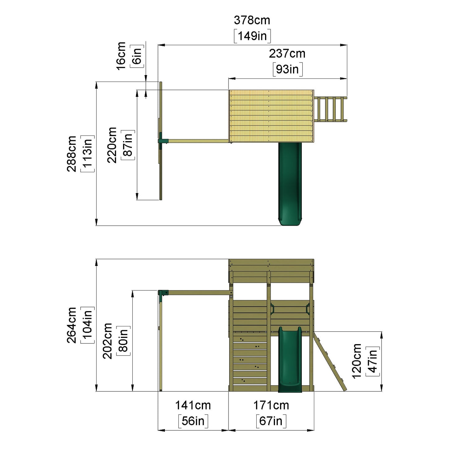 ClassicPlay Outpost XL Lookout Tower with 1.2m Deck, Single Swing and Slide