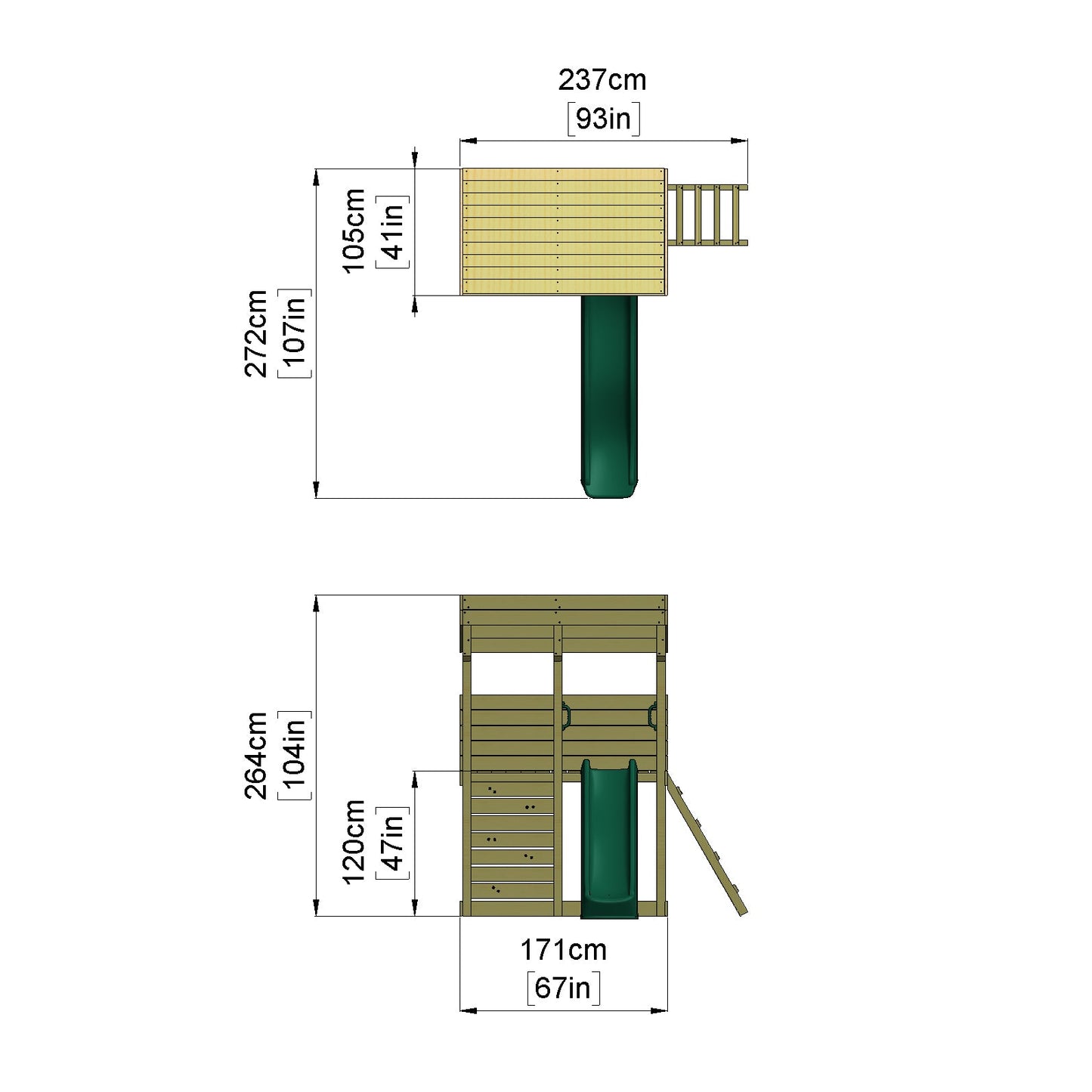 ClassicPlay Outpost XL Lookout Tower with 1.2m Deck and Slide