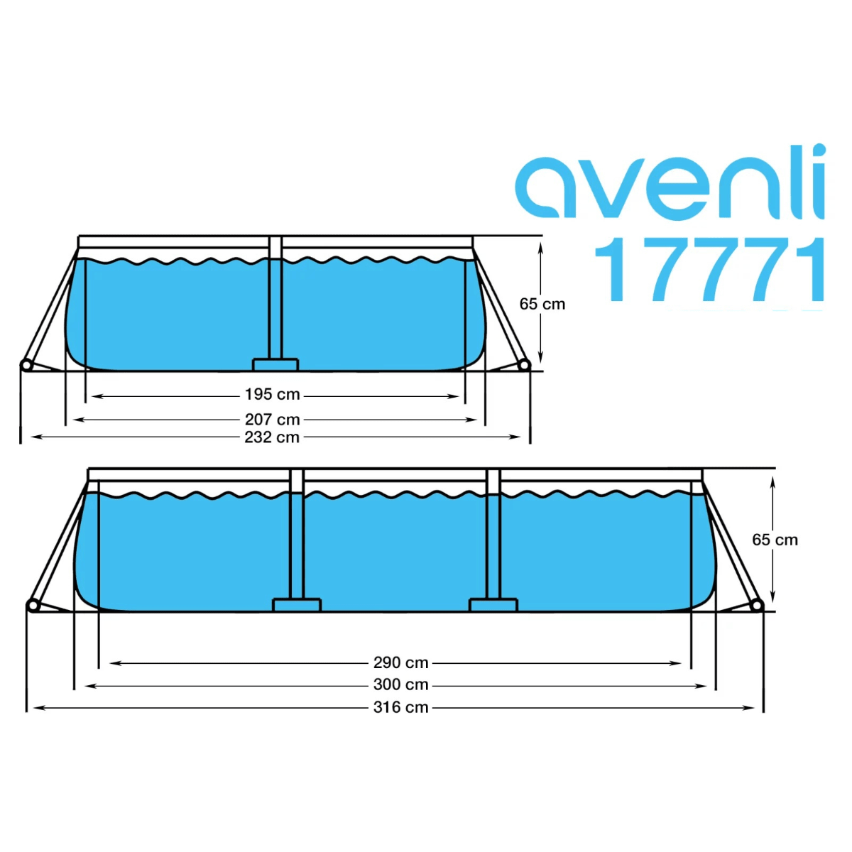 Avenli 10ft x 6.8ft x 26in Rectangular Steel Frame Above Ground Pool