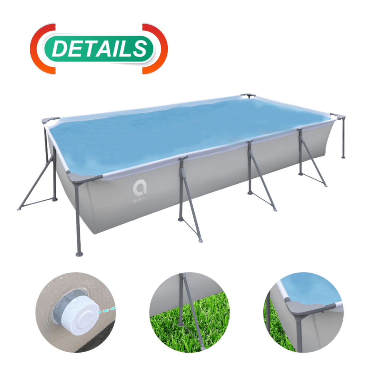 Avenli 13ft x 6.8ft x 26in Rectangular Steel Frame Above Ground Pool