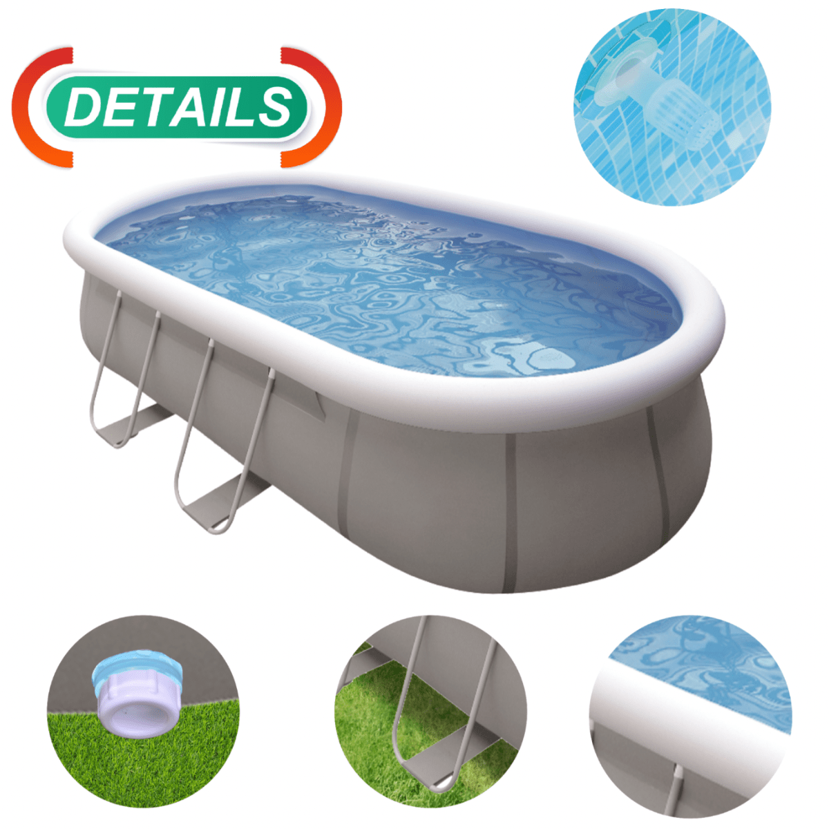 Avenli 18ft x 10ft x 48in Oval Steel Frame Above Ground Pool