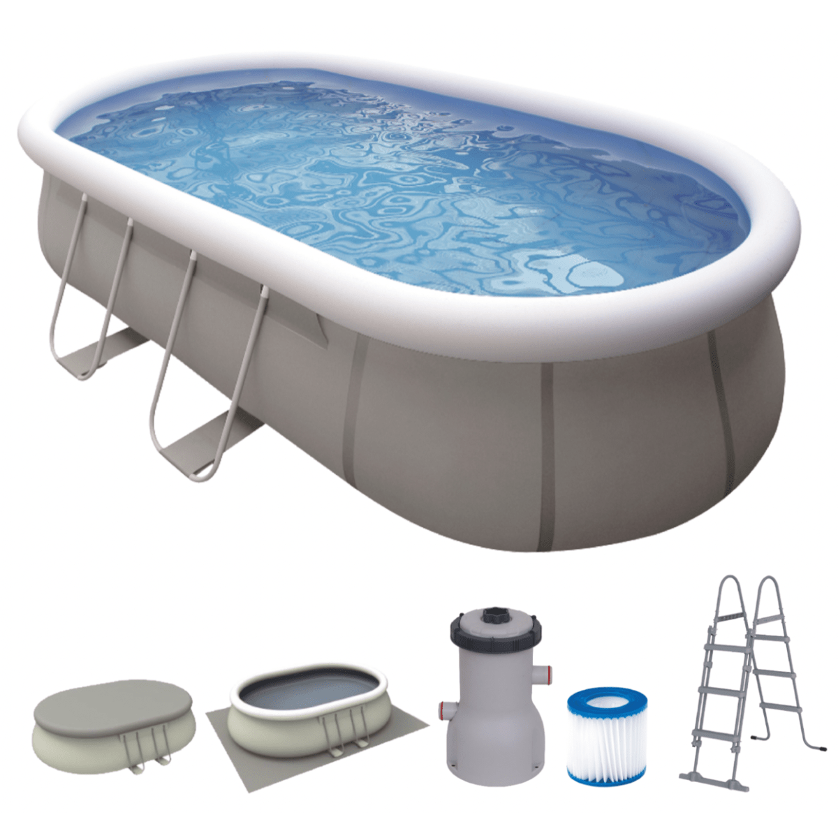 Avenli 18ft x 10ft x 48in Oval Steel Frame Above Ground Pool