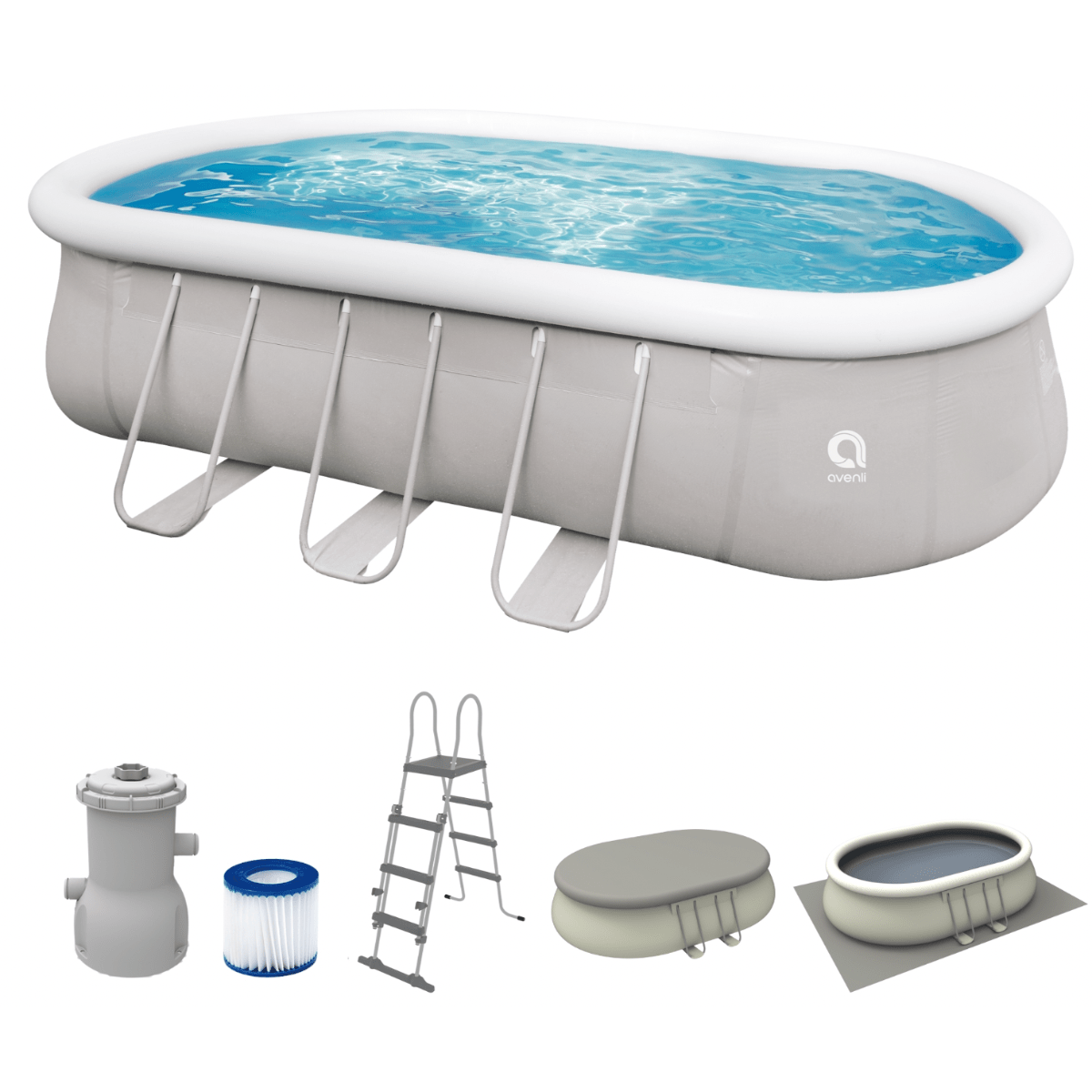 Avenli 20ft x 12ft x 48in Oval Steel Frame Above Ground Pool