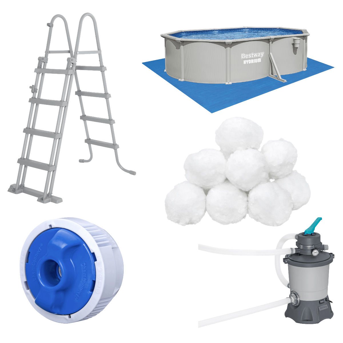 Bestway Hydrium 16 ft x 12 ft x 48 in Oval Steel Above Ground Pool Set