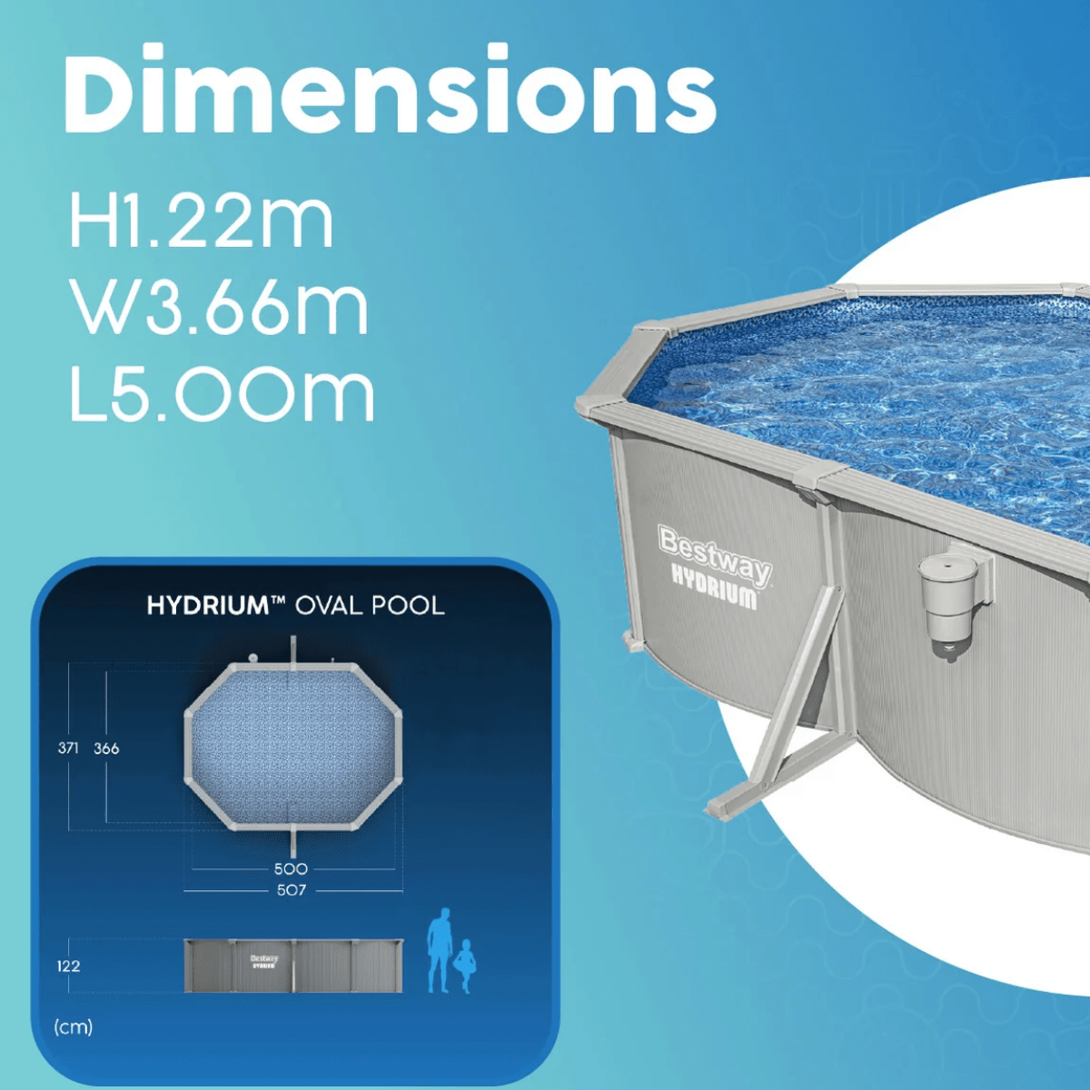 Bestway Hydrium 16 ft x 12 ft x 48 in Oval Steel Above Ground Pool Set