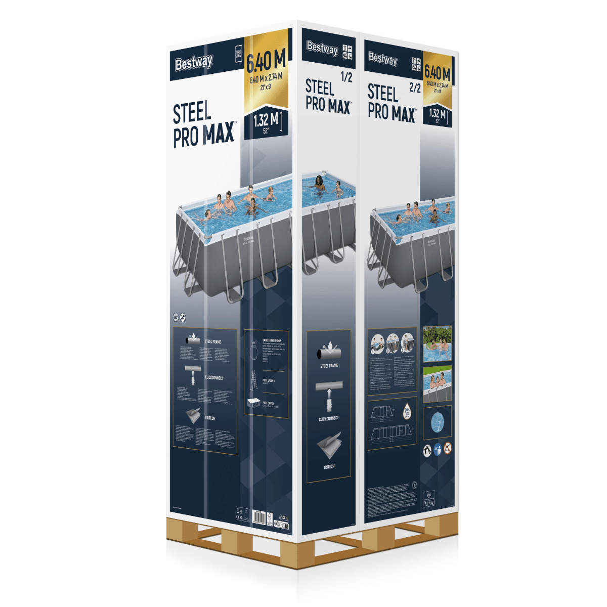 Bestway Steel Pro Max 21ft x 9ft x 52in Rectangular Above Ground Pool Set