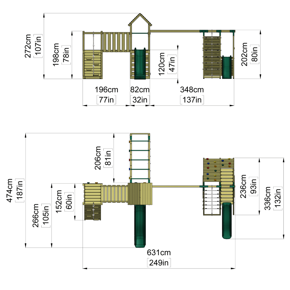 ClassicPlay Double Tower Climbing Frame with Double Swing - Ben Nevis