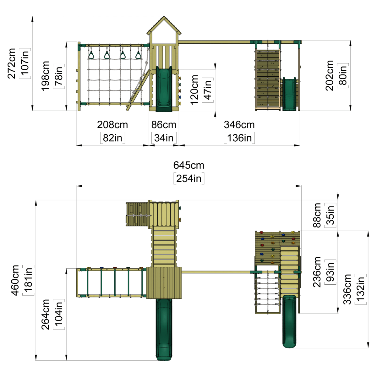ClassicPlay Double Tower Climbing Frame with Double Swing - Ben Nevis