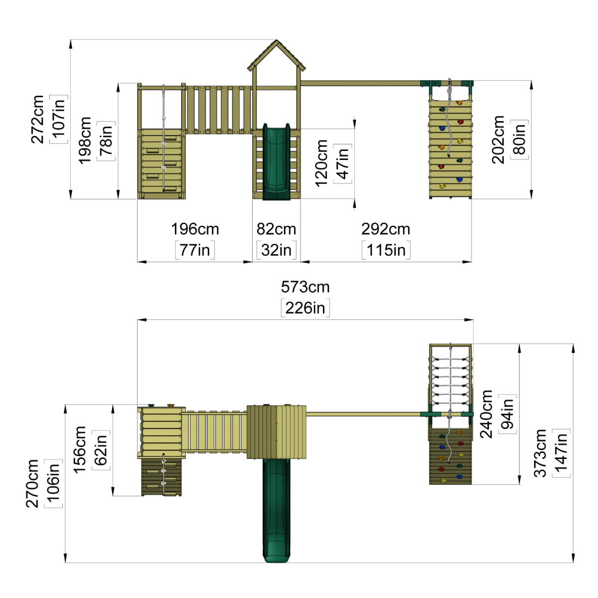 ClassicPlay Double Tower Climbing Frame with Double Swing - Greenhorn