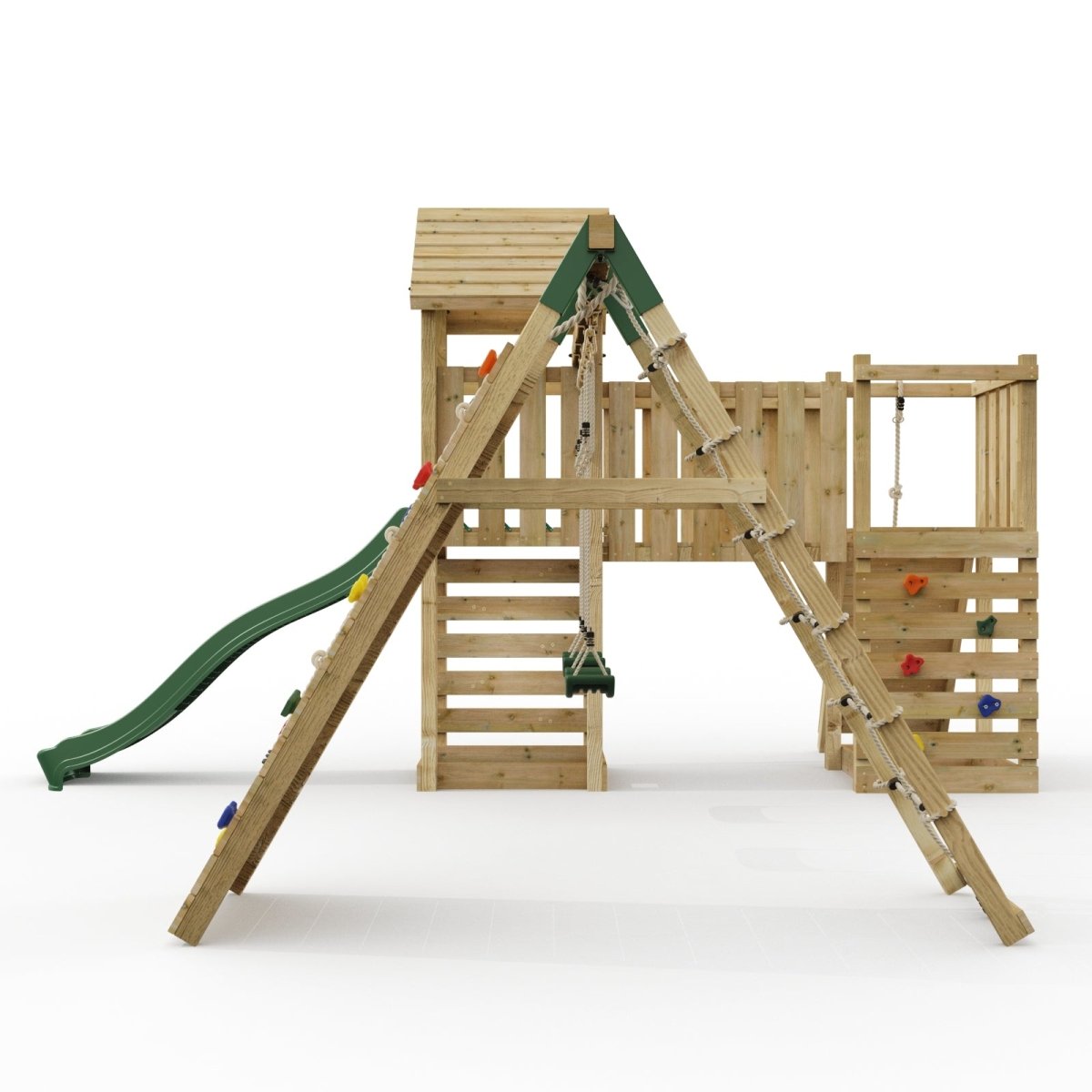 ClassicPlay Double Tower Climbing Frame with Double Swing - Greenhorn