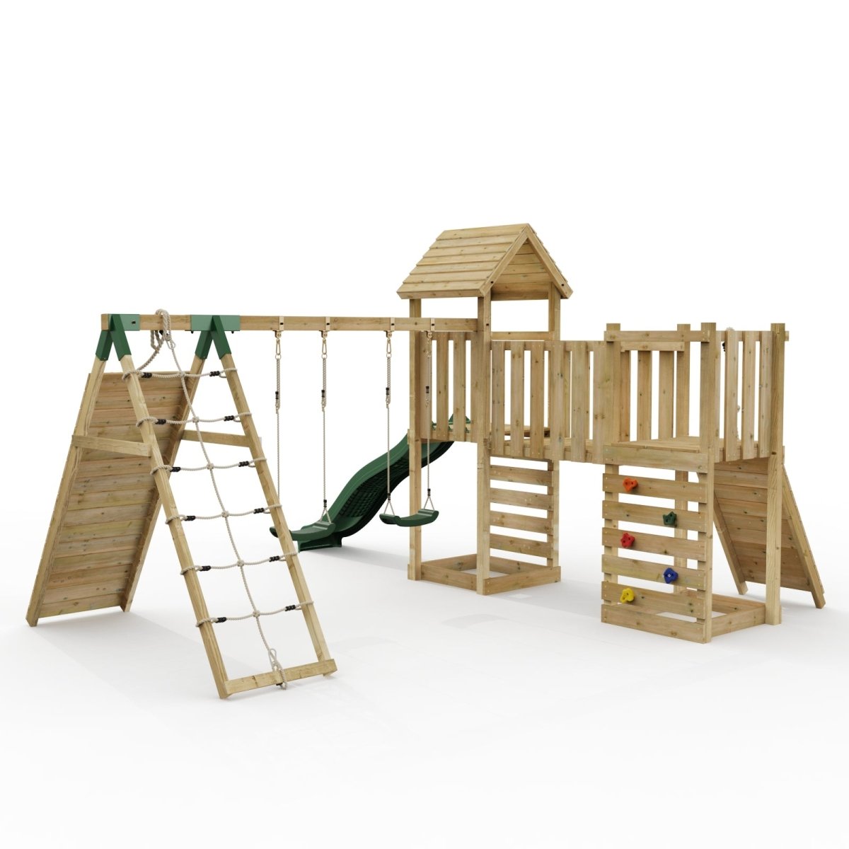ClassicPlay Double Tower Climbing Frame with Double Swing - Greenhorn