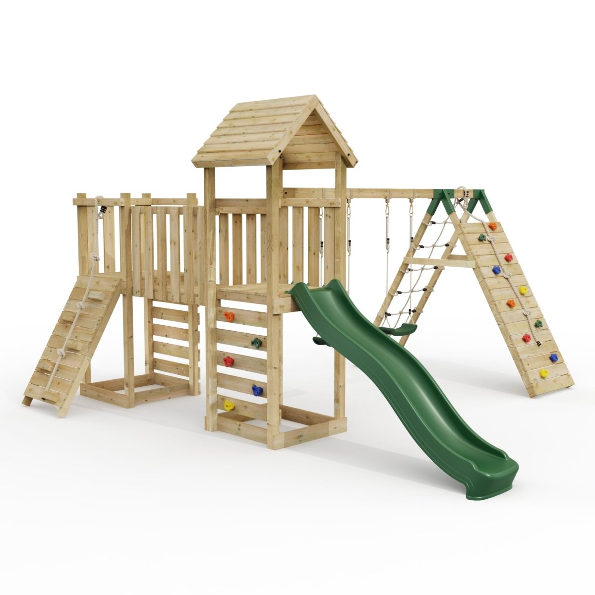 ClassicPlay Double Tower Climbing Frame with Double Swing - Greenhorn