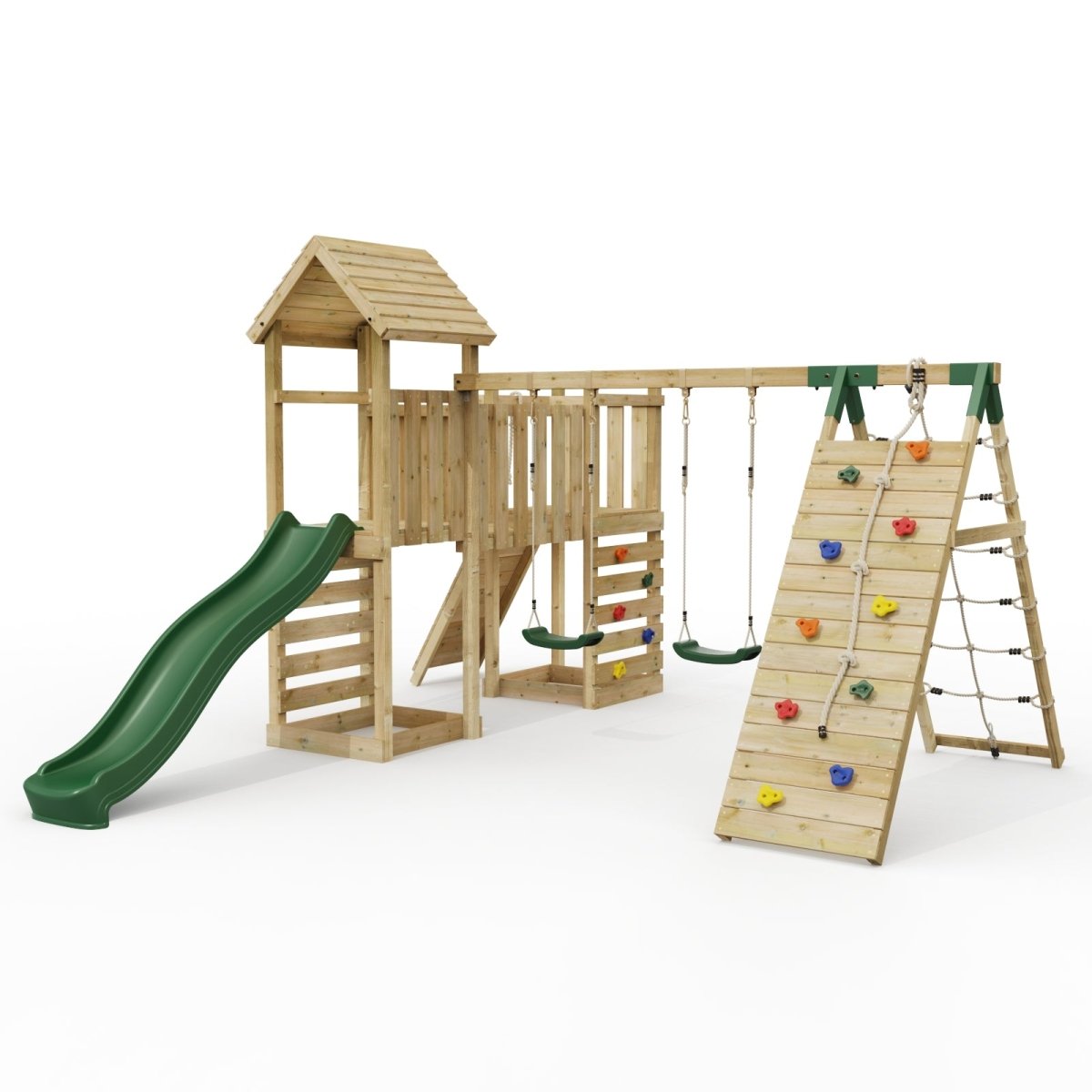 ClassicPlay Double Tower Climbing Frame with Double Swing - Greenhorn
