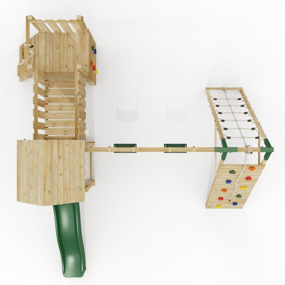 ClassicPlay Double Tower Climbing Frame with Double Swing - Greenhorn