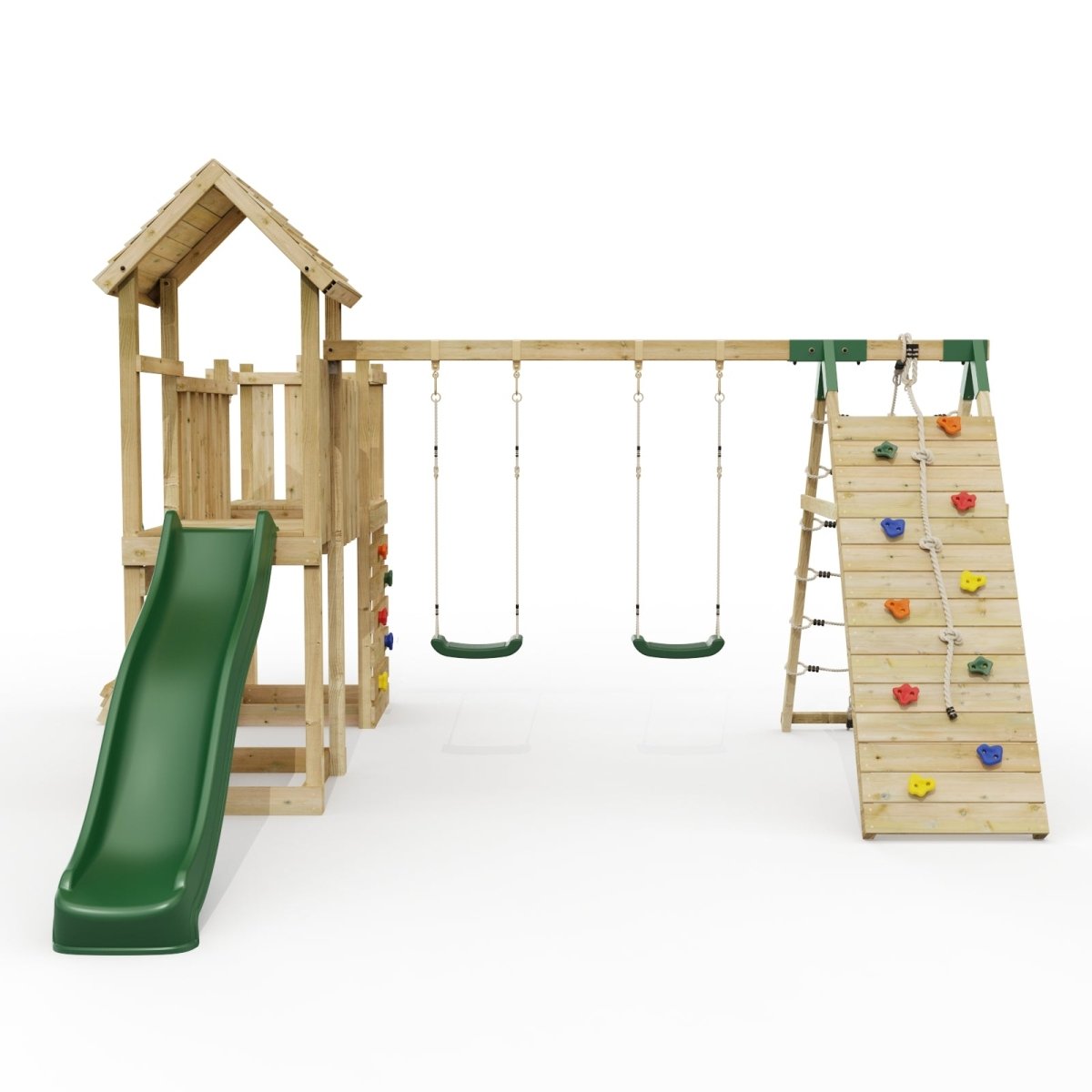 ClassicPlay Double Tower Climbing Frame with Double Swing - Greenhorn