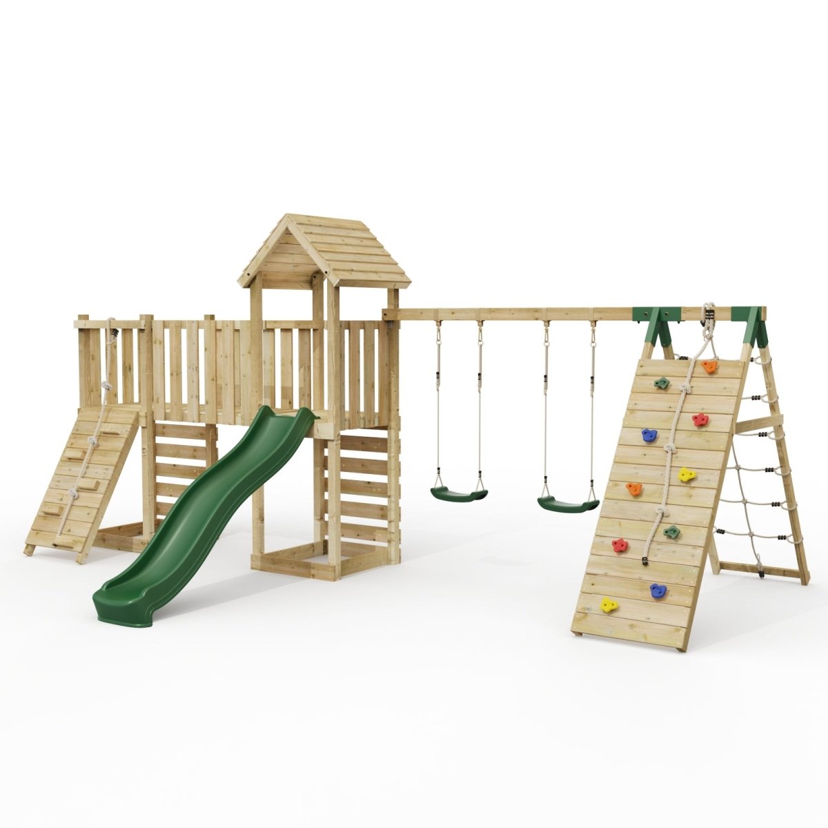 ClassicPlay Double Tower Climbing Frame with Double Swing - Greenhorn