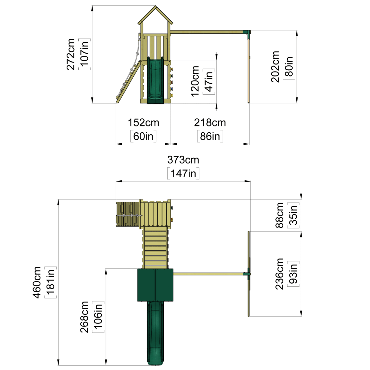 ClassicPlay Double Tower Climbing Frame with Double Swing - Rainier