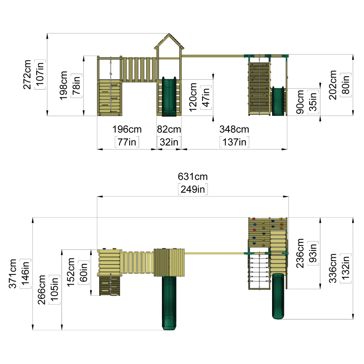 ClassicPlay Double Tower Climbing Frame with Double Swing - San Luis