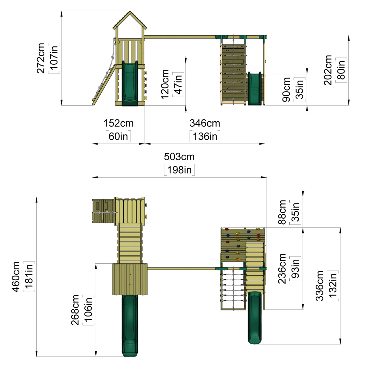 ClassicPlay Double Tower Climbing Frame with Double Swing - San Luis