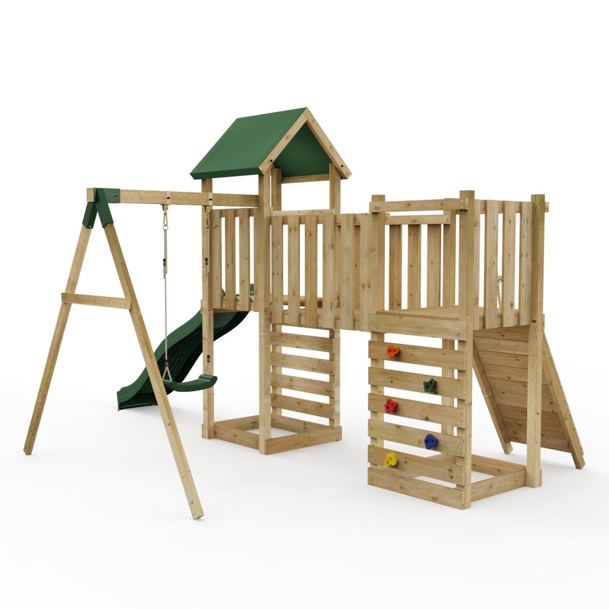 ClassicPlay Double Tower Climbing Frame with Single Swing - Rushmore
