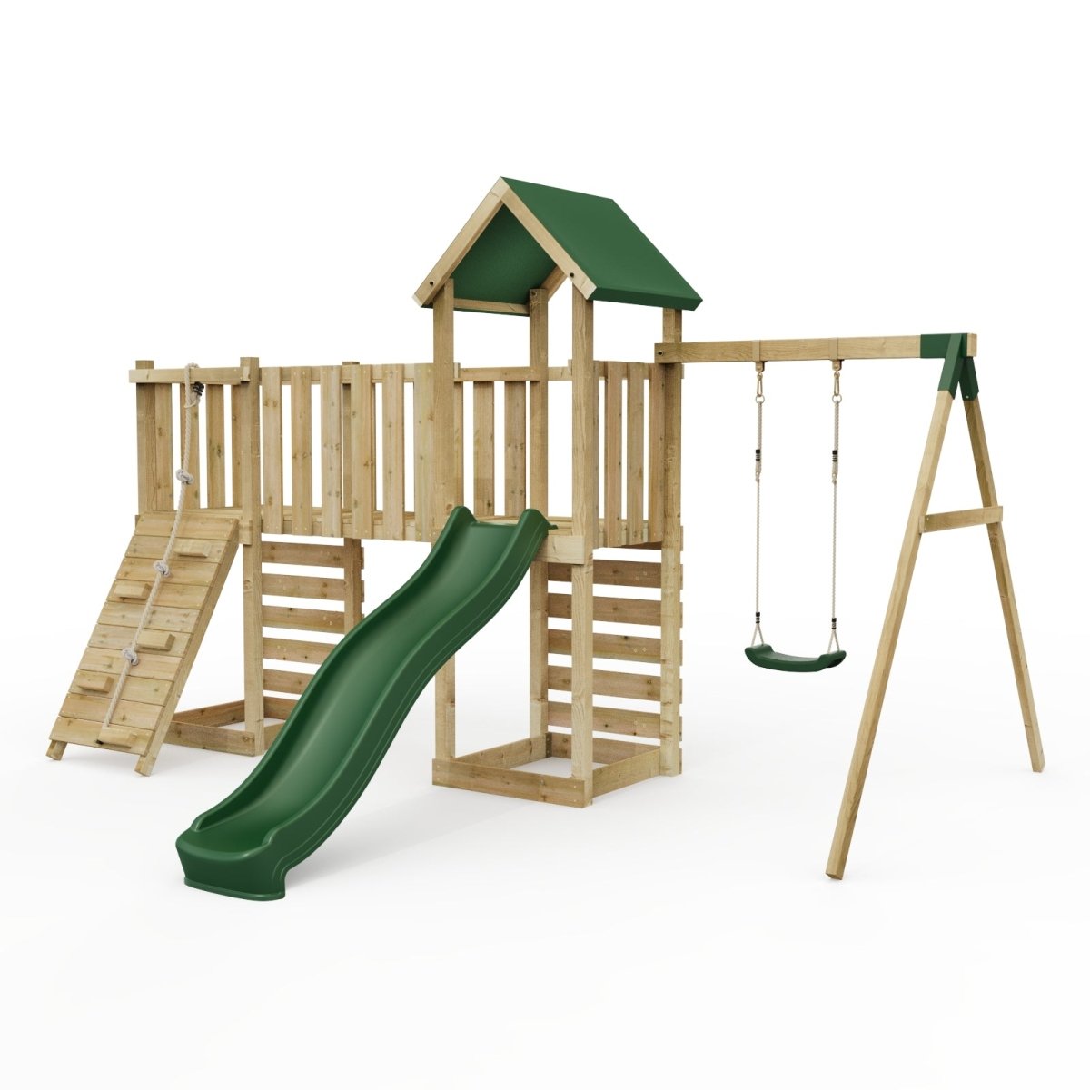 ClassicPlay Double Tower Climbing Frame with Single Swing - Rushmore
