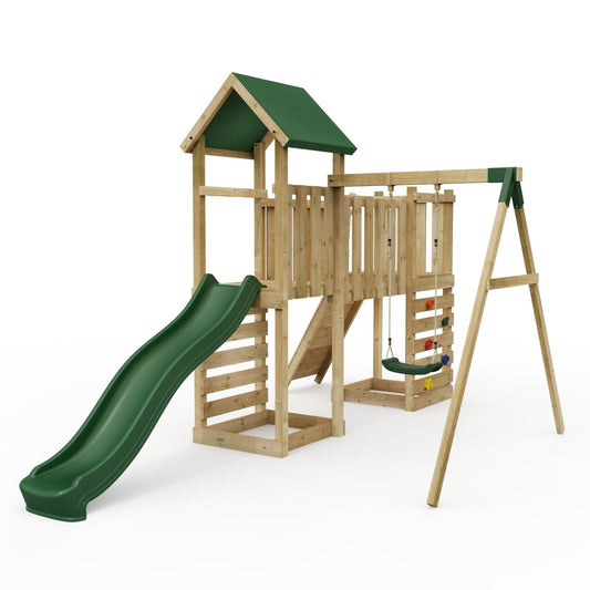 ClassicPlay Double Tower Climbing Frame with Single Swing - Rushmore