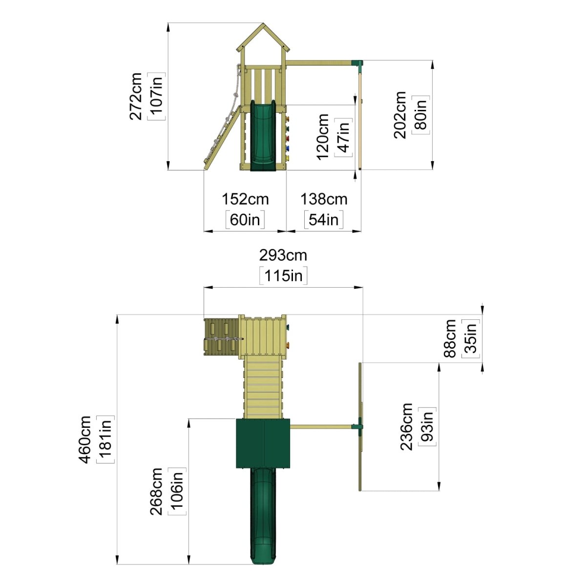 ClassicPlay Double Tower Climbing Frame with Single Swing - Rushmore