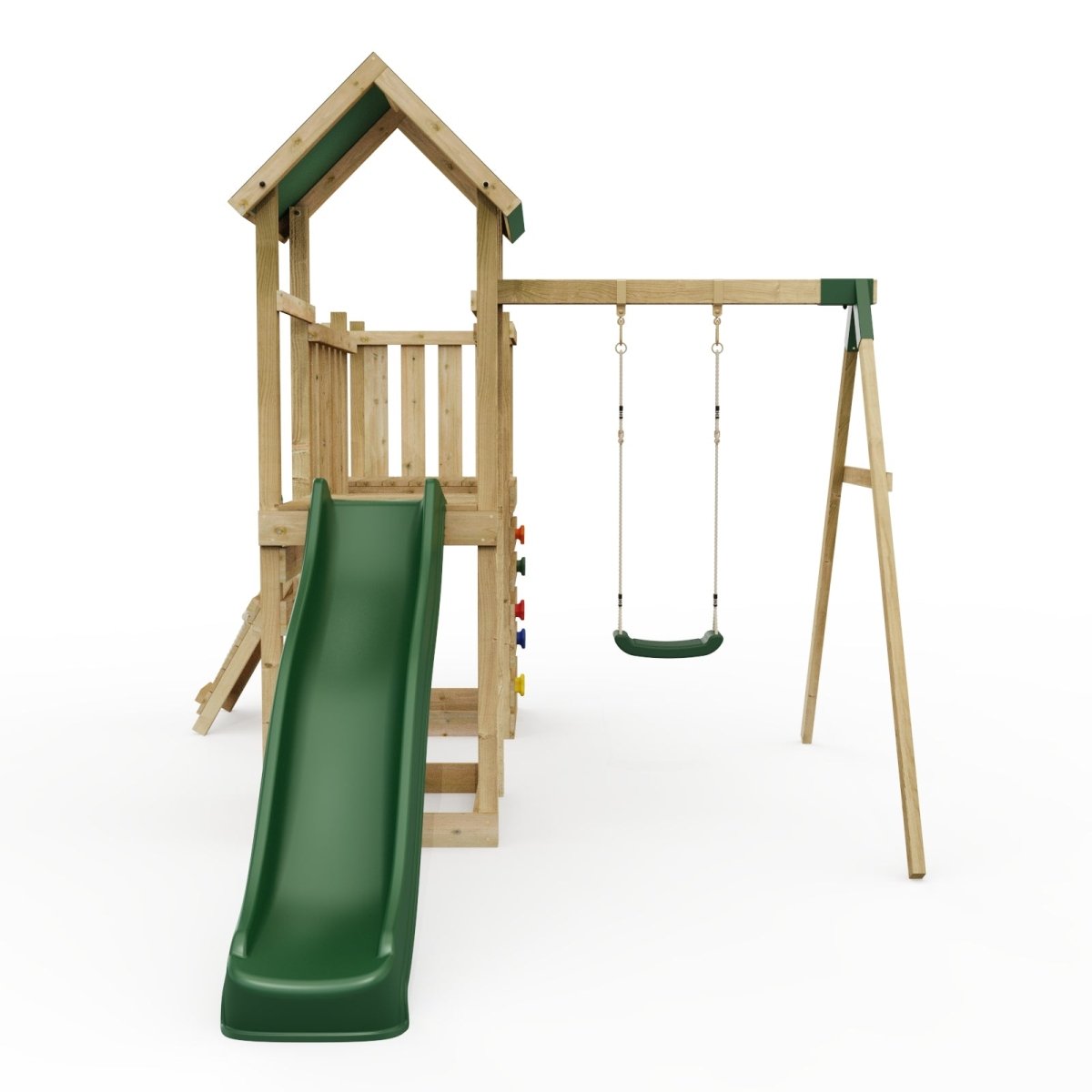 ClassicPlay Double Tower Climbing Frame with Single Swing - Rushmore