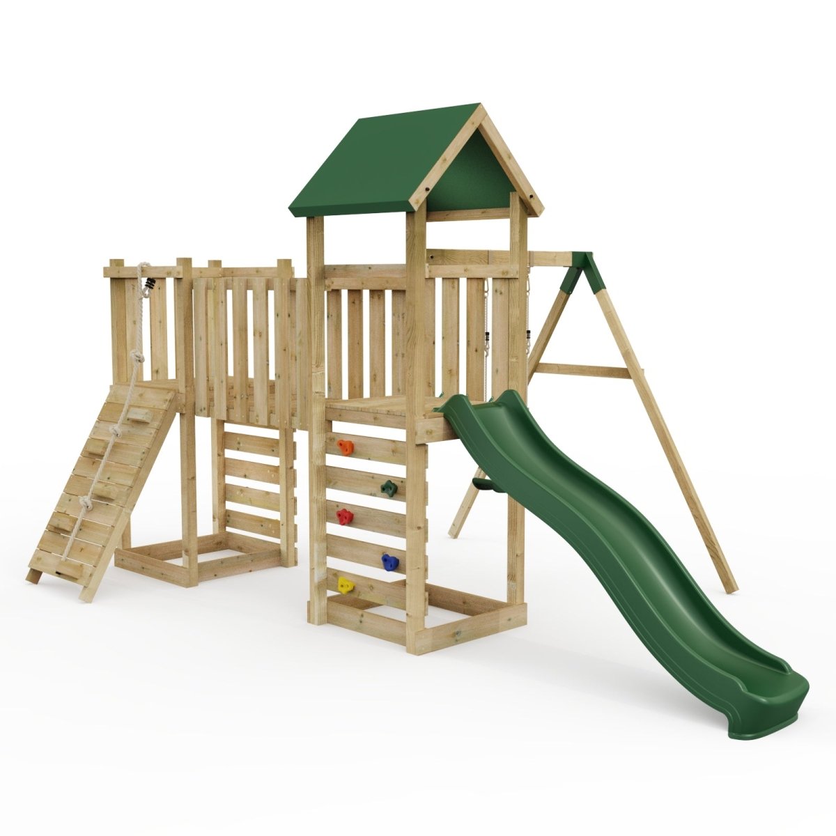 ClassicPlay Double Tower Climbing Frame with Single Swing - Rushmore