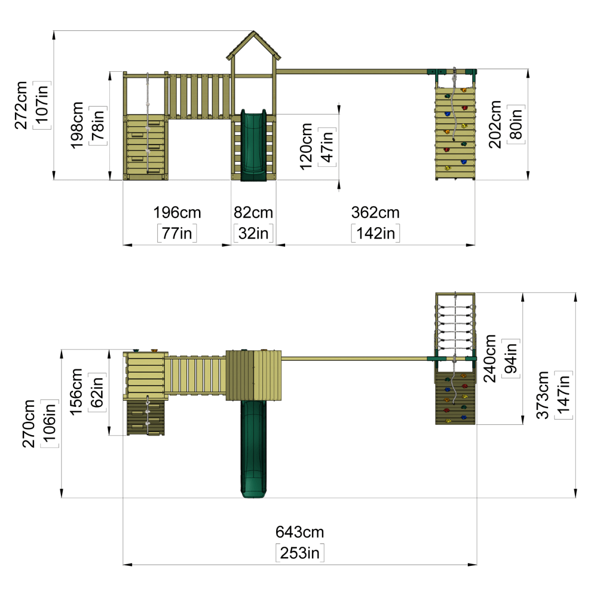 ClassicPlay Double Tower Climbing Frame with Triple Swing - Sanford