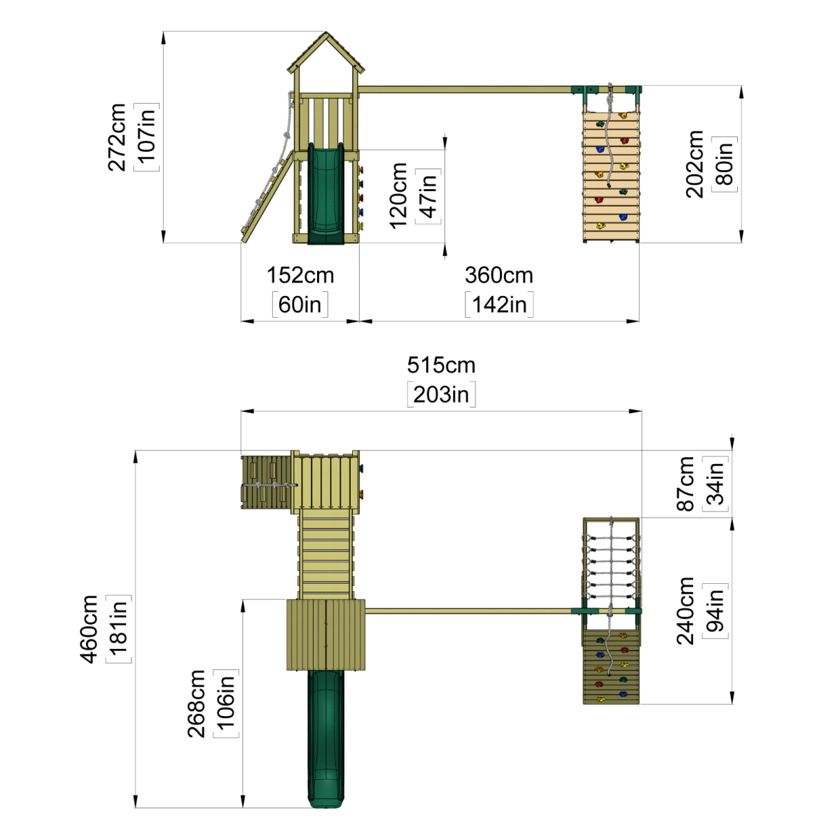 ClassicPlay Double Tower Climbing Frame with Triple Swing - Sanford