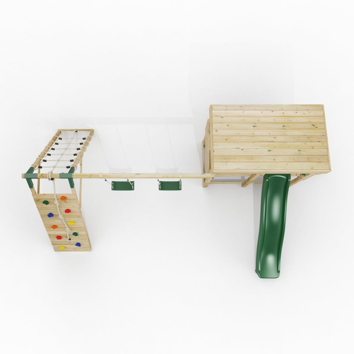 ClassicPlay Outpost XL Lookout Tower with 1.2m Deck, Double Swing, Climbing Wall and Slide