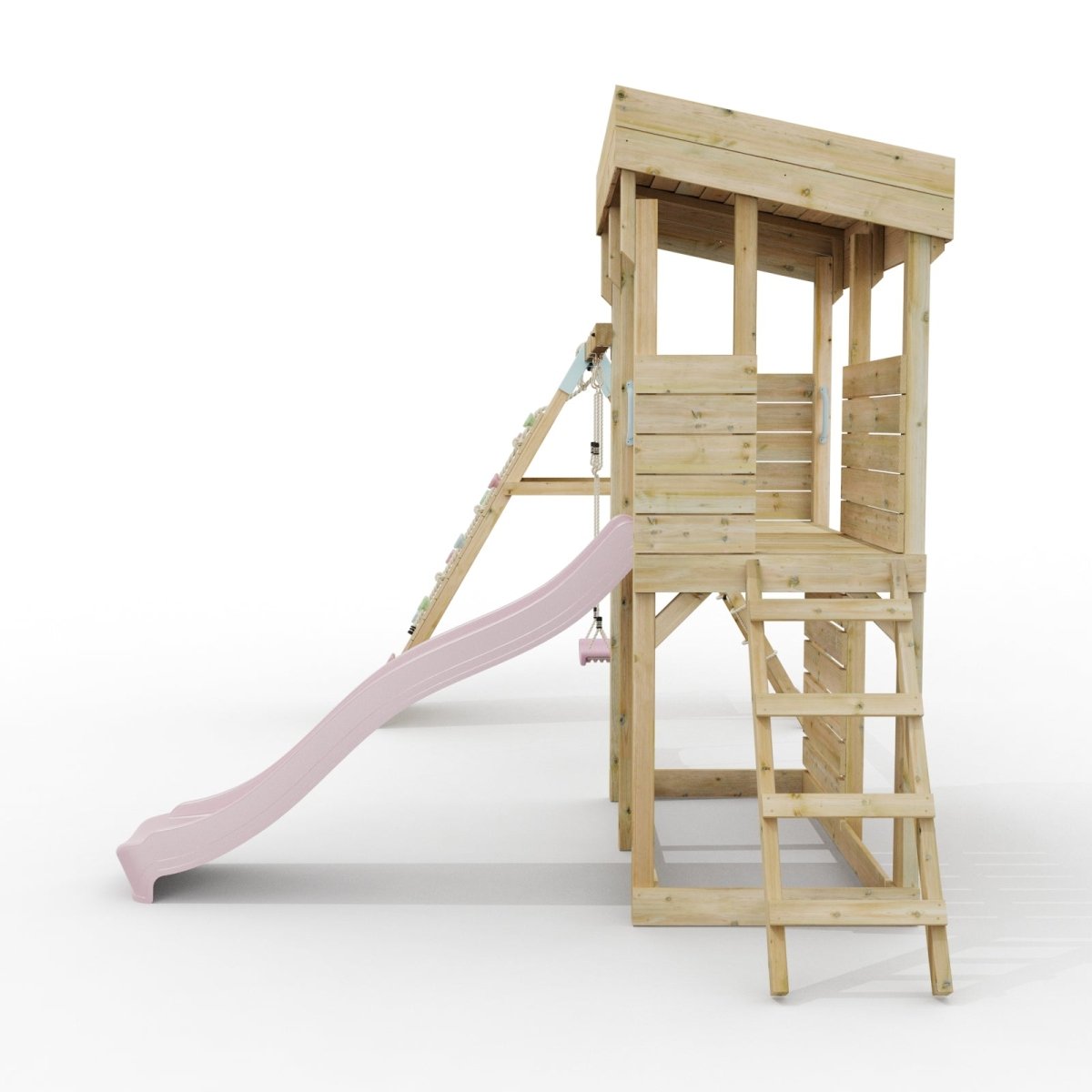 ClassicPlay Outpost XL Lookout Tower with 1.2m Deck, Single Swing, Climbing Wall and Slide