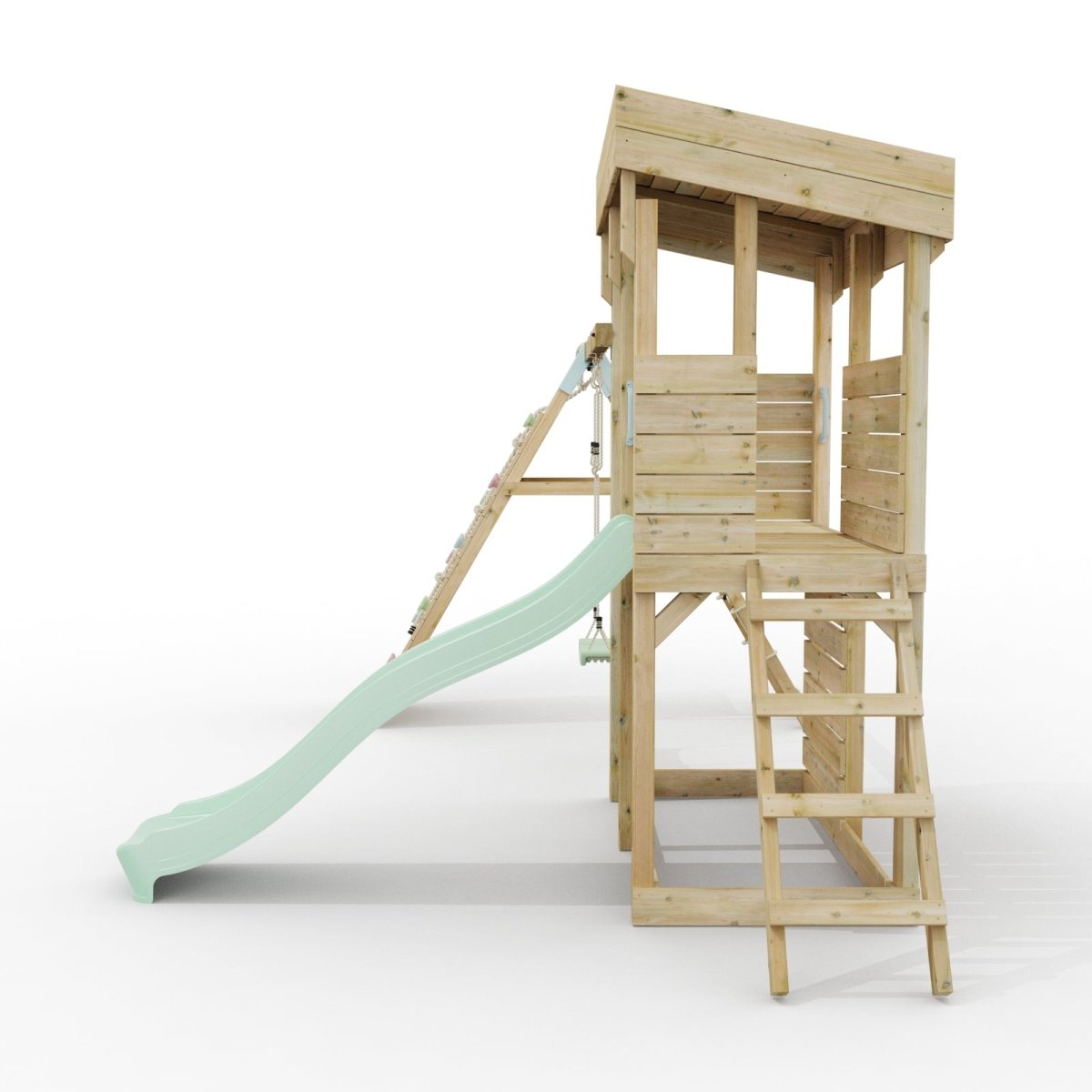 ClassicPlay Outpost XL Lookout Tower with 1.2m Deck, Single Swing, Climbing Wall and Slide