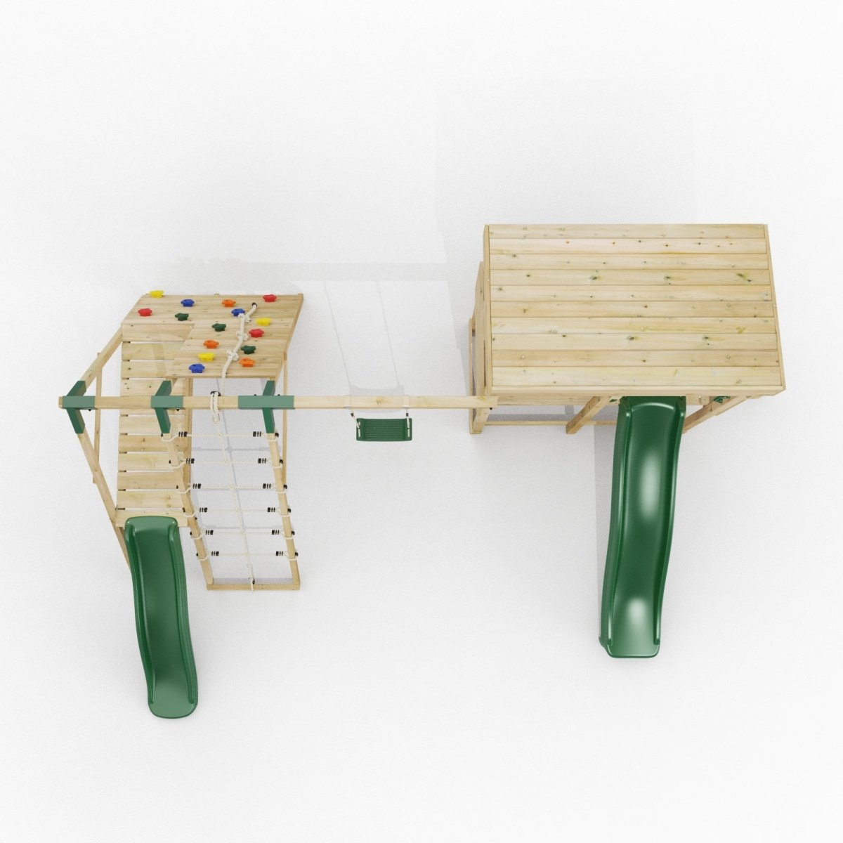 ClassicPlay Outpost XL Lookout Tower with 1.2m Deck, Single Swing, Climbing Wall and Slides