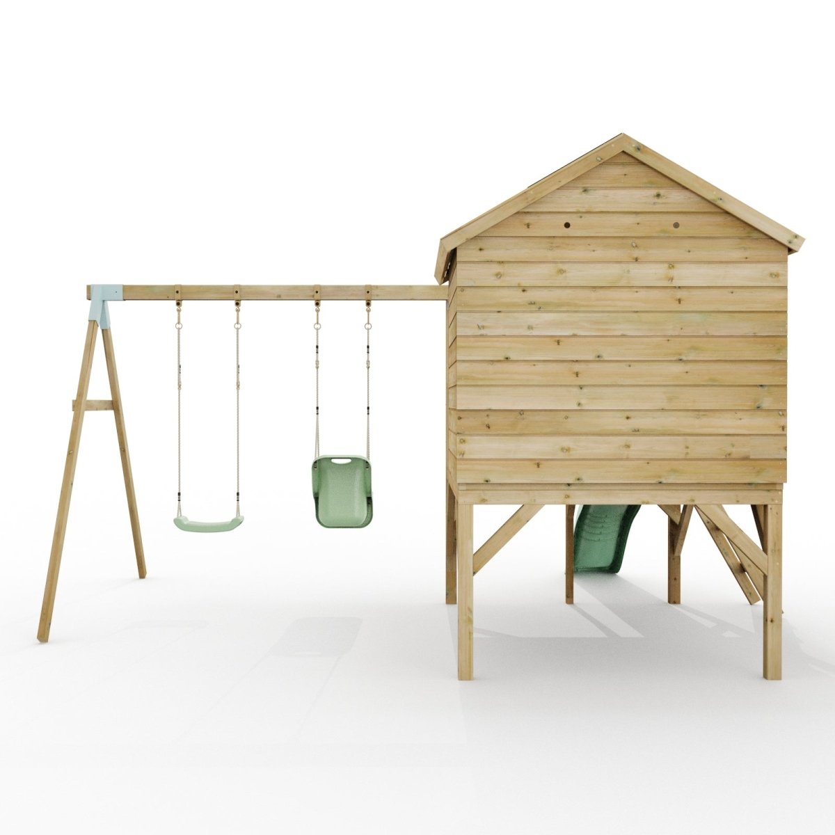 ClassicPlay Premium 5ft Playhouse on Deck with Double Swing and Slide