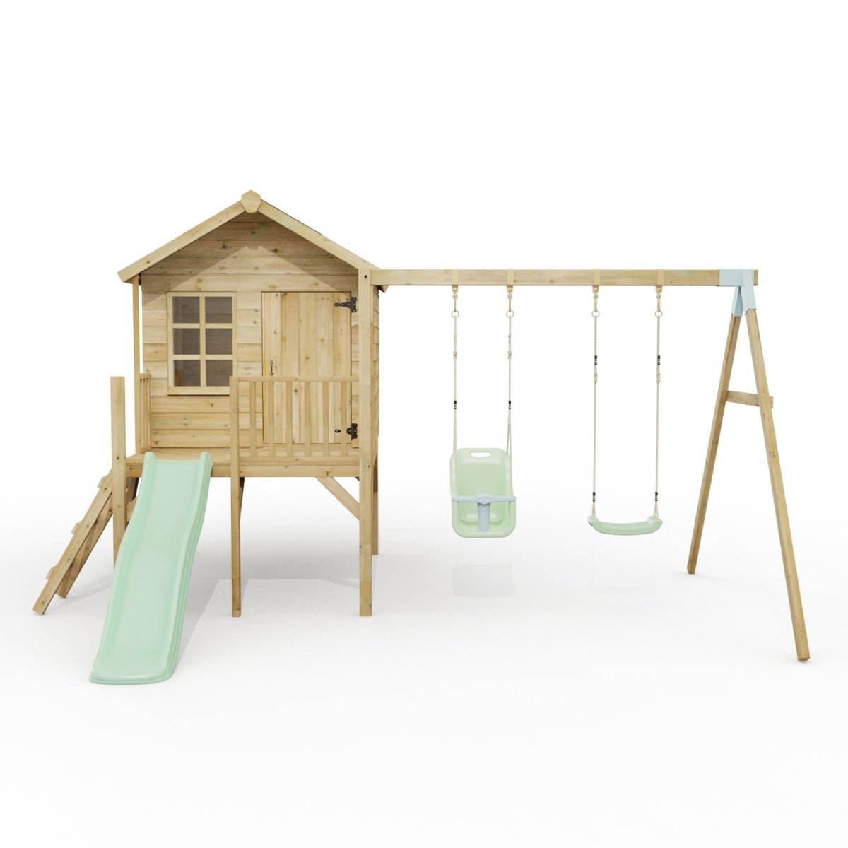 ClassicPlay Premium 5ft Playhouse on Deck with Double Swing and Slide
