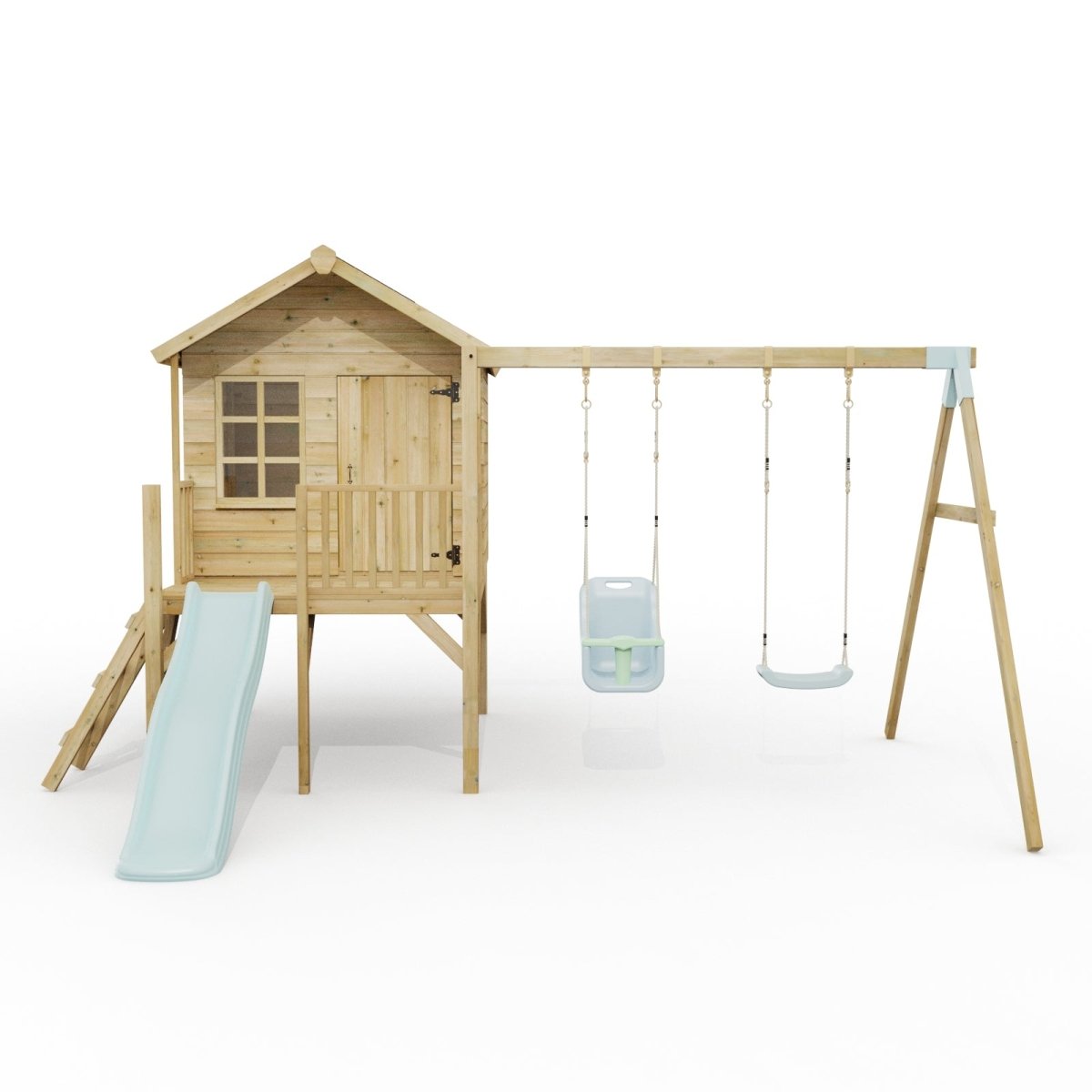 ClassicPlay Premium 5ft Playhouse on Deck with Double Swing and Slide