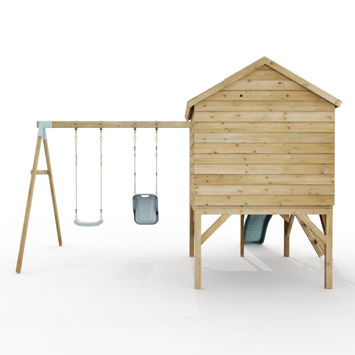 ClassicPlay Premium 5ft Playhouse on Deck with Double Swing and Slide