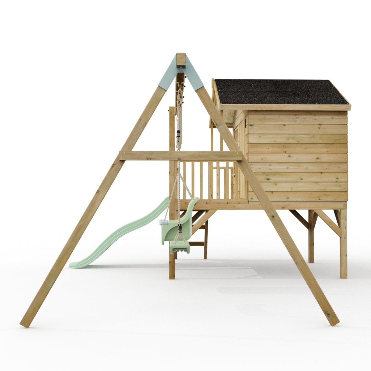 ClassicPlay Premium 5ft Playhouse on Deck with Double Swing and Slide