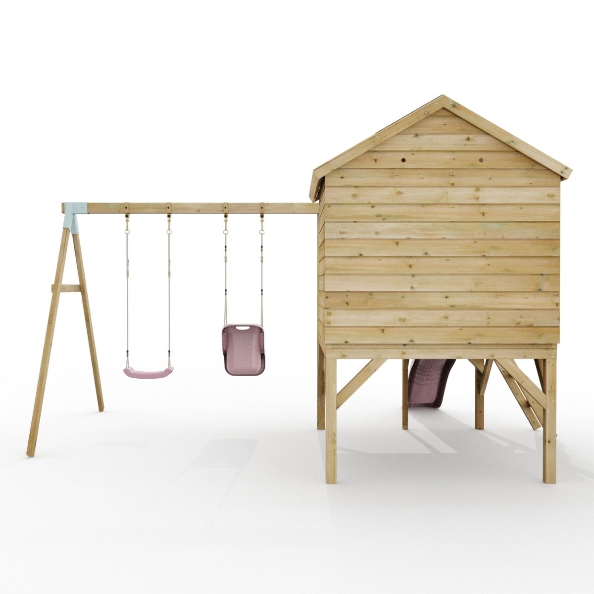 ClassicPlay Premium 5ft Playhouse on Deck with Double Swing and Slide