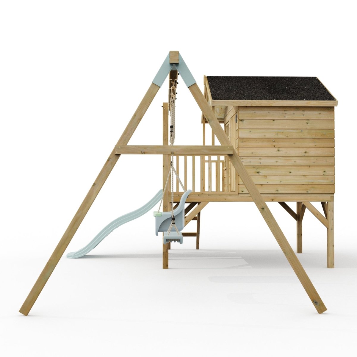 ClassicPlay Premium 5ft Playhouse on Deck with Double Swing and Slide